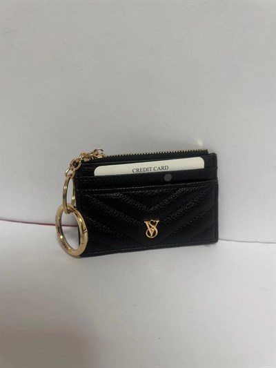 Kadın Fermuarlı Kartlık Siyah Yan Cüzdan