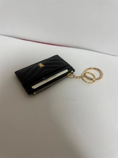 Kadın Fermuarlı Kartlık Siyah Yan Cüzdan