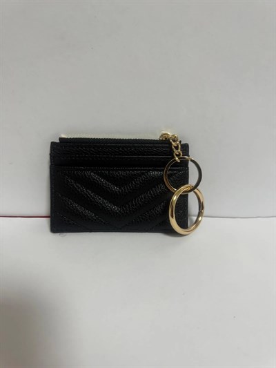 Kadın Fermuarlı Kartlık Siyah Yan Cüzdan