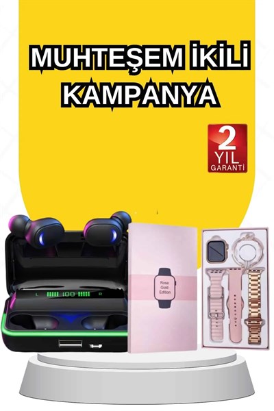 Kadınlara Özel Bileklik Hediyeli Akıllı Saat ve Dijital Göstergeli ANC Özellikli Bluetooth Kulaklık