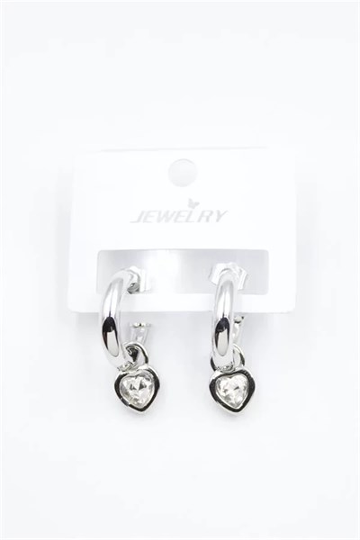 Kalp Halka Küpe - Beyaz