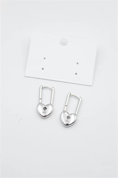 Kalp Kilit Küpe - Gümüş