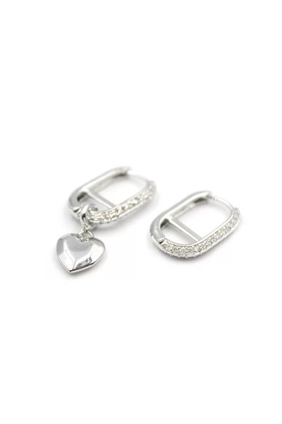 Kalp Sallantılı Küpe - Gümüş