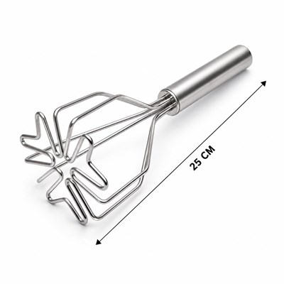Kalp Şekilli Metal Patates Ezici 26 cm (Krom Saplı, 9 cm Başlık)