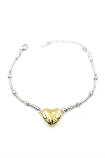 Kalp Zincir Bileklik - Altın