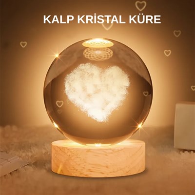Kalpli Işıklı Cam Küre Ahşap Standlı Dekoratif Gece Lambası