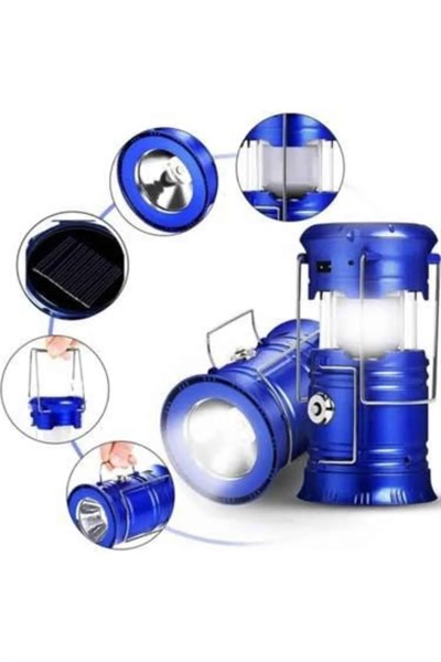 Kamp Lambası Solar Şarjlı Kızaklı Kamp Feneri Led Lamba Işıldak