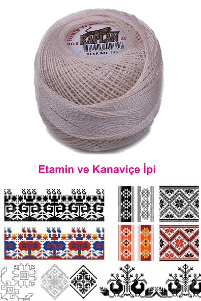 Kaplan Etamin Ve Kanaviçe İpi 8 No Kod/Renk: 745 - mudanis