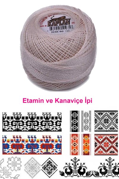 Kaplan Etamin Ve Kanaviçe İpi 8 No Kod/Renk: 745 - mudanis