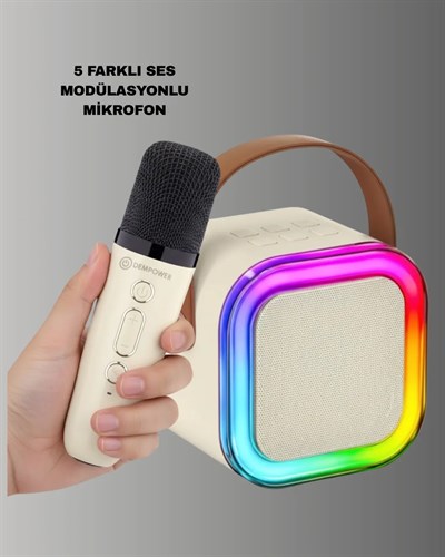 Karaoke Mikrofon Hoparlör Seti 6 Saat Kullanım Süresi