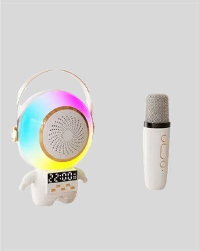 Karaoke Özellikli Astronot Bluetooth Hoparlör Kablosuz Mikrofonlu