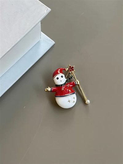 Kardan Adam Broş - Kırmızı