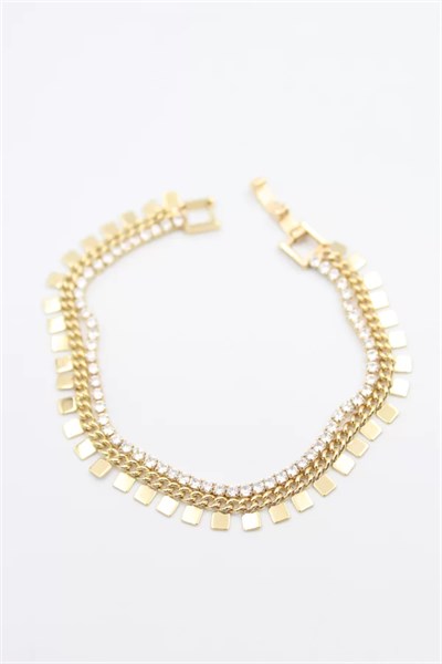 Kare Pullu Su Yolu Bileklik - Altın