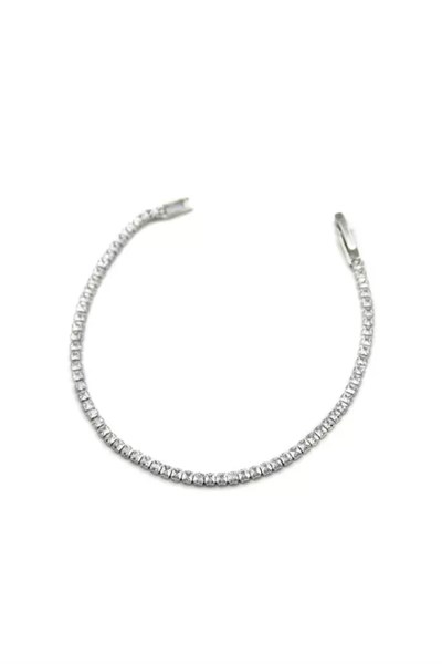 Kare Taşlı Su yolu Bileklik - Gümüş