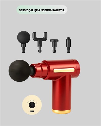 Kas Gevşetici Masaj Tabancası 4 Başlık ve Ayarlanabilir Hız