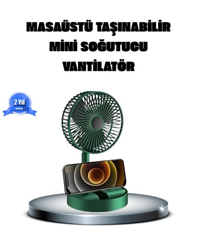 Katlanabilir Şarjlı Mini Fan 3 Kademeli Hız Ayarlı Taşınabilir