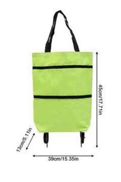 Katlanabilir Tekerlekli Çantalı Çarşı Pazar Arabası Alışveriş Çantası Piknik Çantası