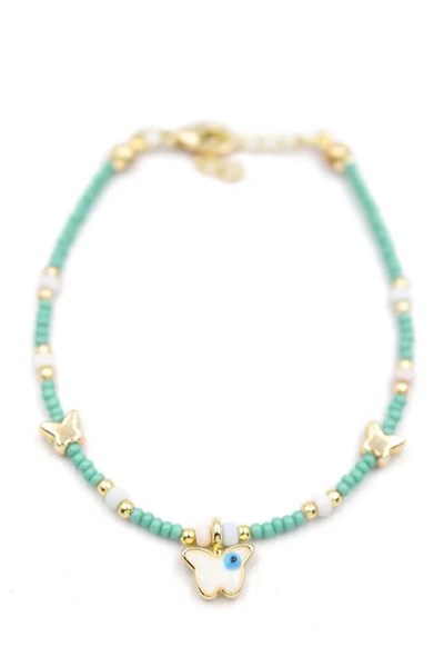 Kelebek Boncuk Bileklik - Açık Yeşil