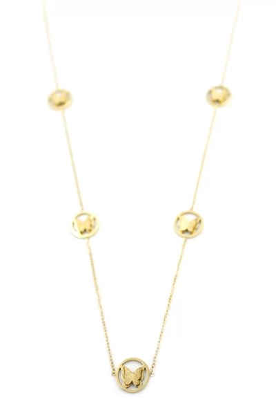 Kelebek Kolye - 90 cm - Altın