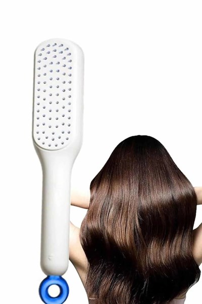 Kendi Kendini Temizleyen Otomatik Tuşlu Saç Tarağı Dolaşık Açıcı Masaj Fırçası Silikon Fırça