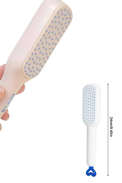 Kendi Kendini Temizleyen Otomatik Tuşlu Saç Tarağı Dolaşık Açıcı Masaj Fırçası Silikon Fırça