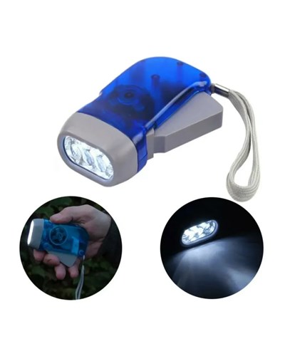 Kendiliğinden Şarjlı El Feneri Pilsiz Dinamolu 3 LED Taşınabilir