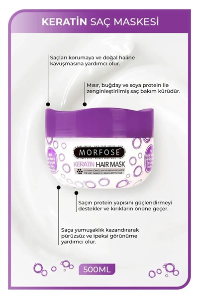 Keratin Saç Maskesi 500 ML  - Yıpranmış Saçlar için - mrfs