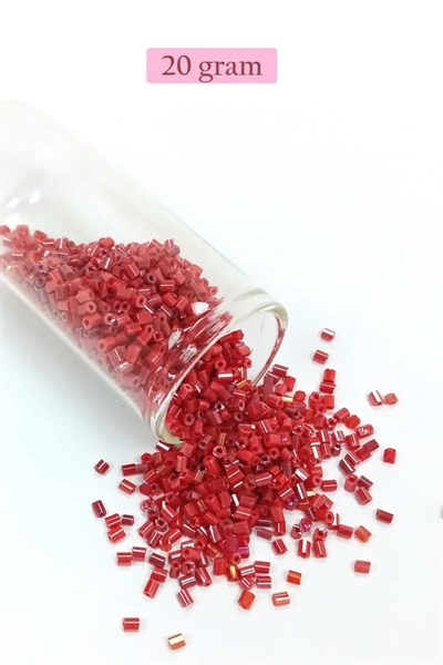 Kesme Cam Boncuk 2mm - 20 Gram - Koyu Kırmızı -BNC322
