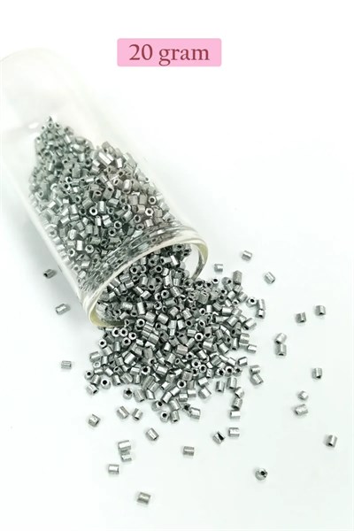 Kesme Cam Boncuk 2mm - 20 Gram - Mat Gümüş -BNC333