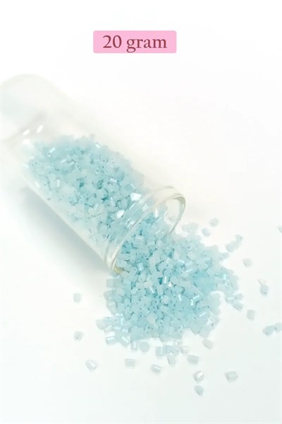 Kesme Cam Boncuk 2mm - 20 Gram - Maz Buz Mavi -BNC321