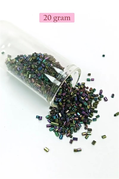 Kesme Cam Boncuk 2mm - 20 Gram - Parlak Alacalı -BNC304