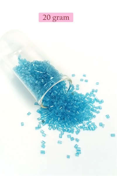 Kesme Cam Boncuk 2mm - 20 Gram - Şeffaf Turguaz -BNC349
