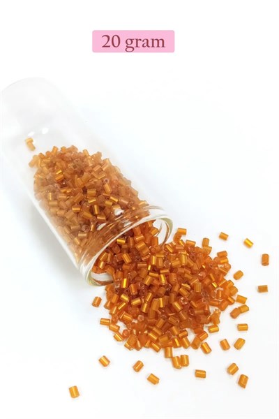 Kesme Cam Boncuk 2mm - 20 Gram - Şeffaf Koyu Turuncu -BNC327