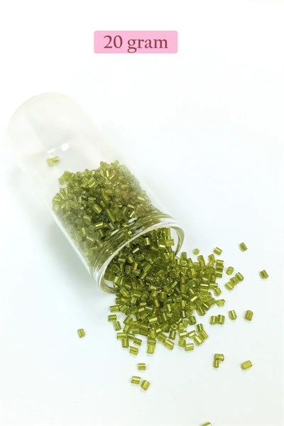 Kesme Cam Boncuk 2mm - 20 Gram - Şeffaf Çimen Yeşili -BNC345