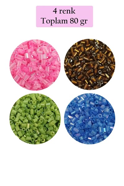 Kesme Cam Boncuk 2mm - 4 Renk - Toplam 80 Gram - BNC440
