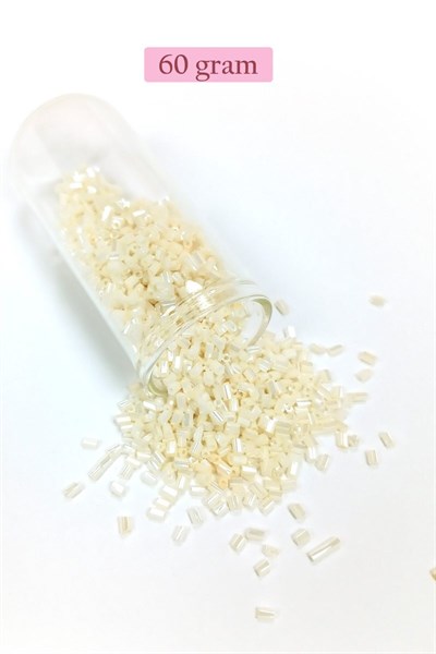 Kesme Cam Boncuk 2mm - 60 Gram - Krem - BNC384