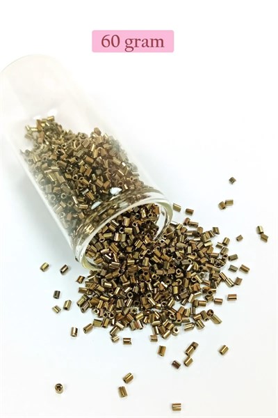 Kesme Cam Boncuk 2mm - 60 Gram - Metalik Sarı - BNC390