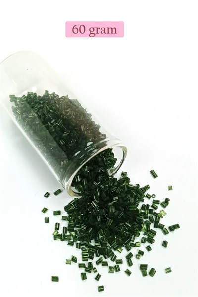 Kesme Cam Boncuk 2mm - 60 Gram - Şeffaf Koyu Yeşil - BNC367