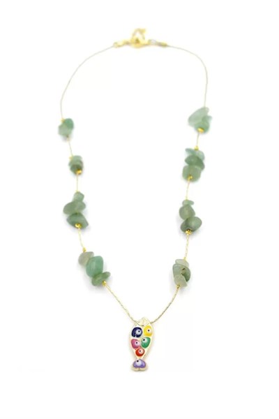 Kırıktaşlı Balık Kolye - Su Yeşili