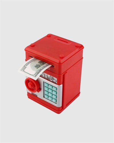 Kırmızı ATM Tasarımlı Şifreli Para Kasası Kumbara