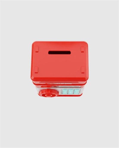 Kırmızı ATM Tasarımlı Şifreli Para Kasası Kumbara