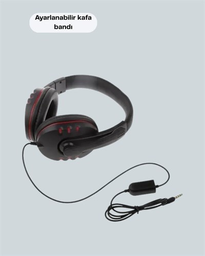 Kırmızı Gaming Headset Mikrofonlu Sağlam Kablolu Konforlu
