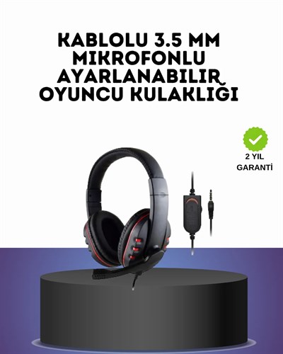 Kırmızı Gaming Headset Mikrofonlu Sağlam Kablolu Konforlu