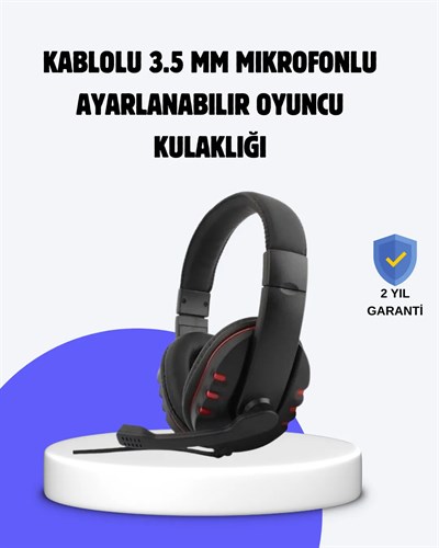 Kırmızı Oyuncu Kulaklığı Mikrofonlu Ayarlanabilir Konforlu Tasarımlı