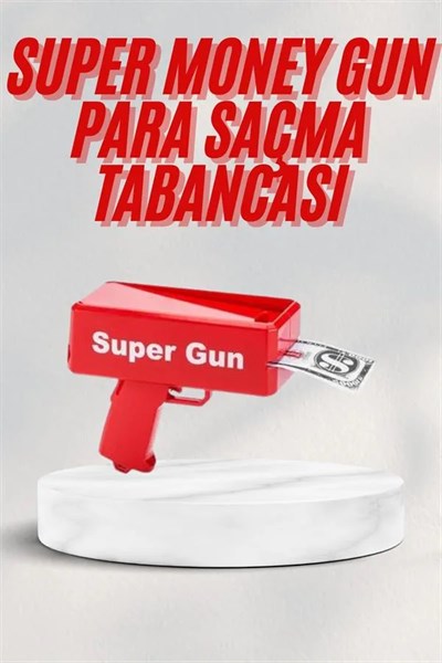 Kırmızı Parti Oyuncağı Para Saçma Fırlatma Tabancası Makinesi Super Money