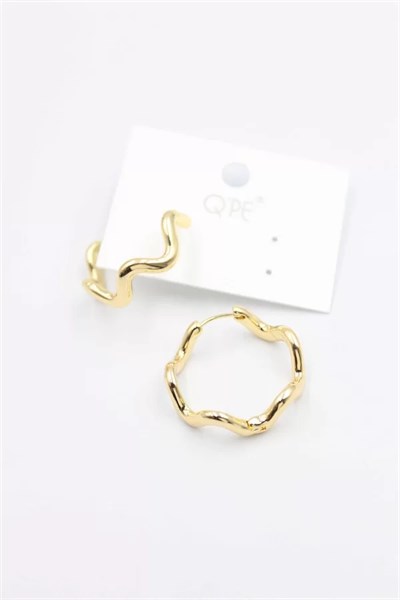 Kıvrımlı Halka Küpe - Altın