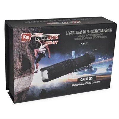 Km 87 Polis Tipi Zoomlu Şarjlı Metal Dağ Kamp Cep Feneri