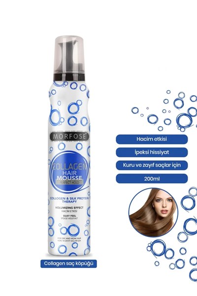 Kolajen Saç Köpük 200 ML - Besleyici Parlak Görünüm - mrfs
