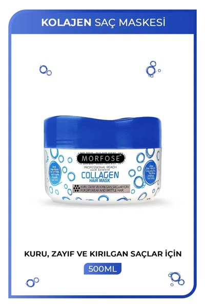 Kolajen Saç Maskesi 500 ML - Zayıf ve Kırılgan Saçlar İçin - mrfs