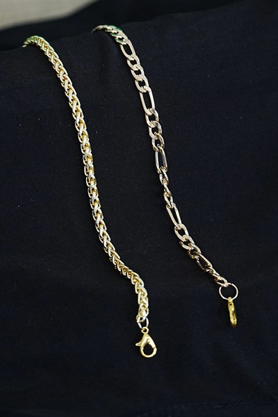 Kombin Bileklik Gold Renk Şavin ve Burgu Model